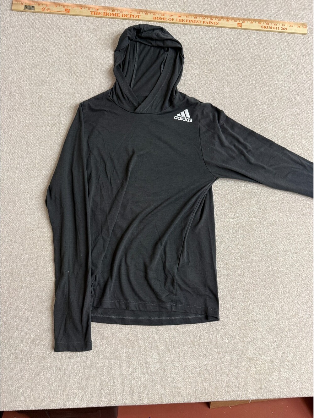 Adidas Freelift Mens Small Dark Gray Climalite Long Sleeve Hoodie Shirt
